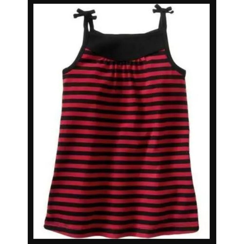 NEW Baby gap kids girls dress 18-24 M red black striped knit tank top sundress